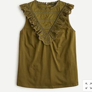 NEW! J. Crew Eyelet ruffle-front tank